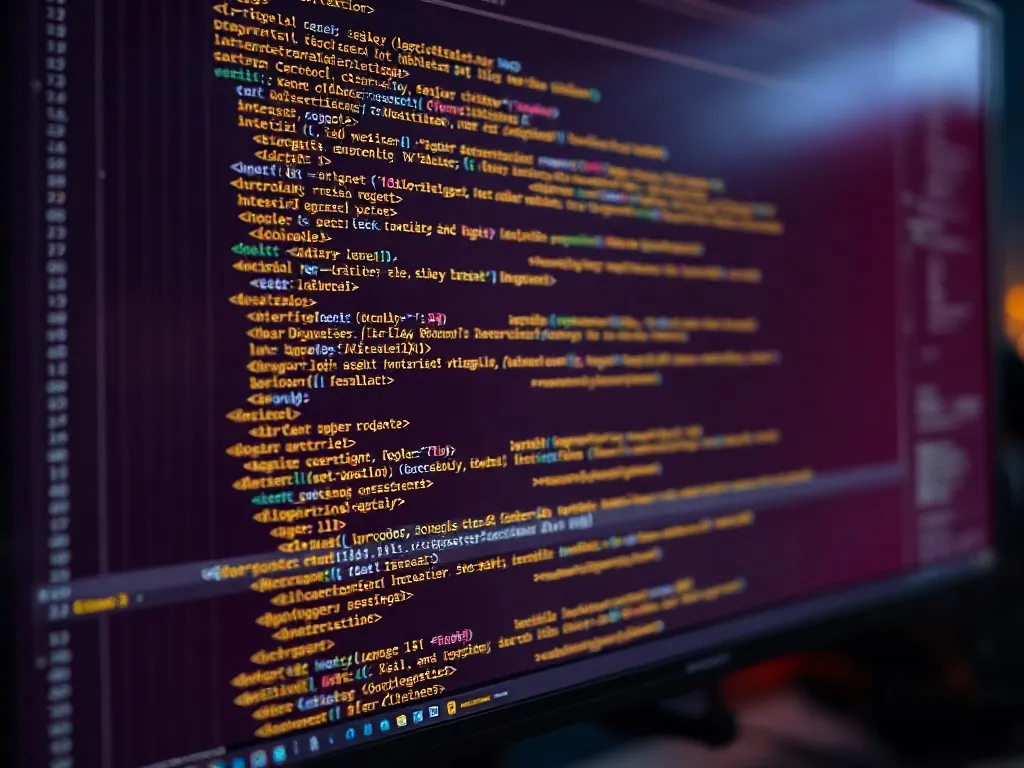 Close-up of clean source code on a high-end monitor with gol