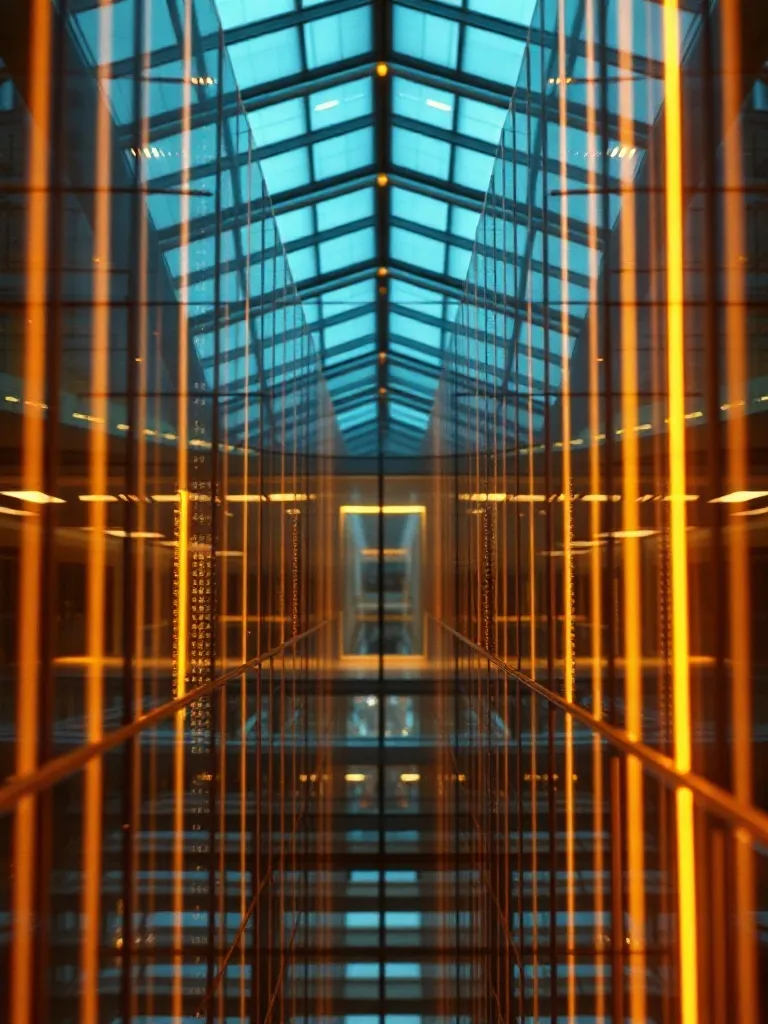 Layers of glass and light, architectural photography, struct