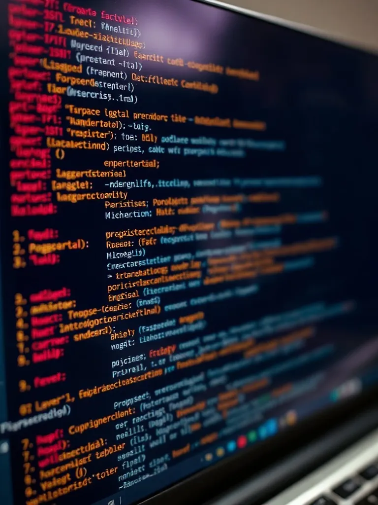 A close-up technical shot of a computer screen showing compl